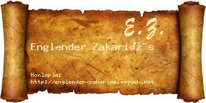 Englender Zakariás névjegykártya
